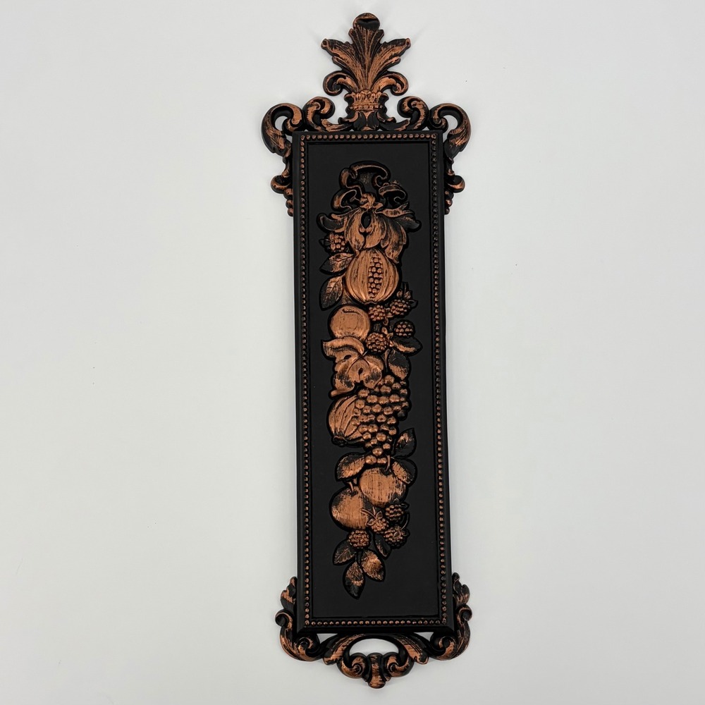 Vintage Coppercraft Guild Wall Plaque 20" Fruit Motif Copper Black Dart Ind 7222